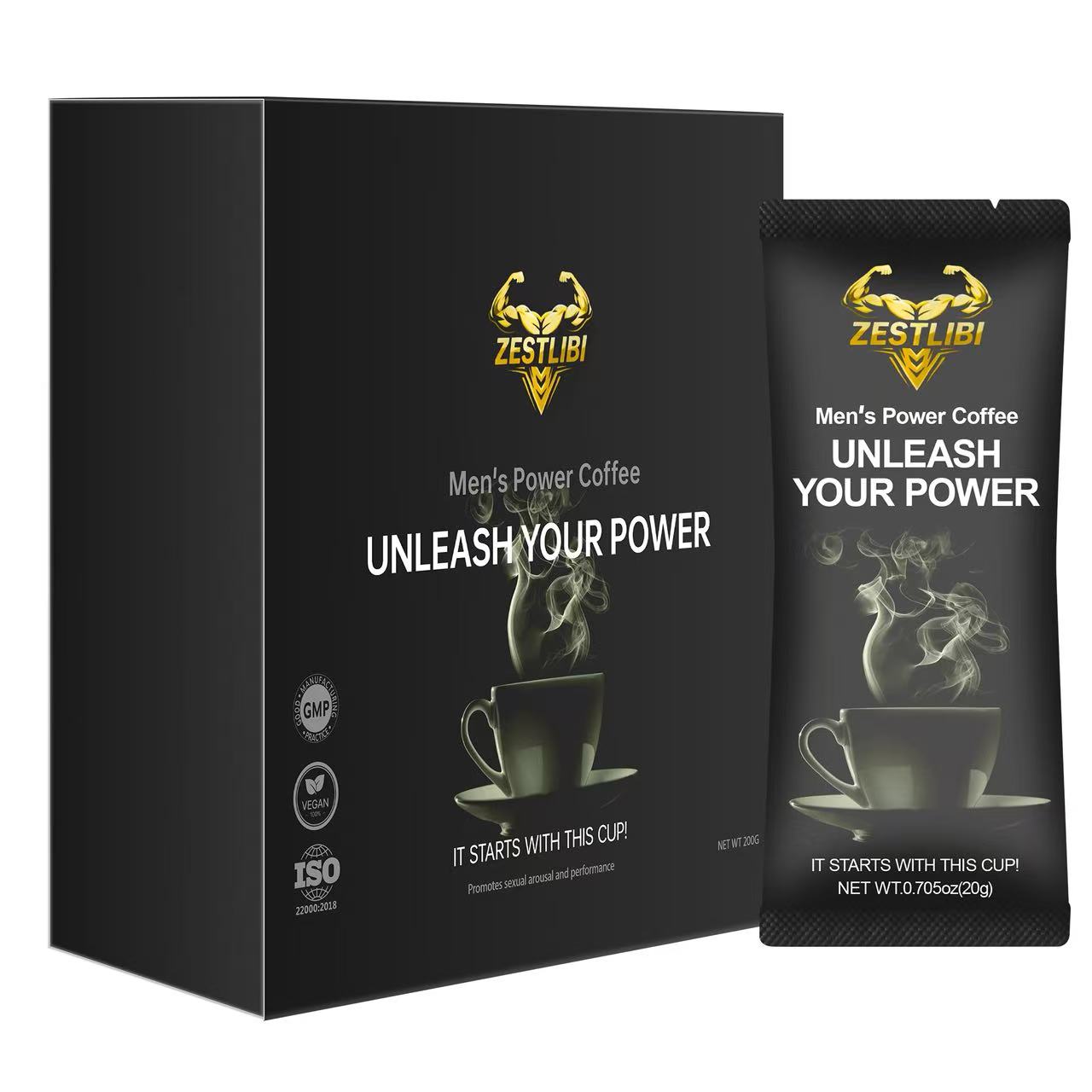Coffee Powder Natural Ingredients Crafted for Men's Energy, Stamina & Intimacy (10 Bag / Box)